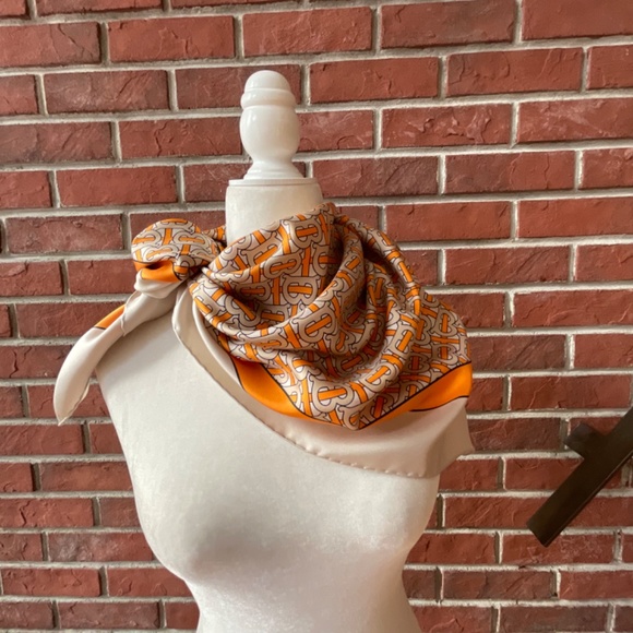 Burberry Monogram Silk Print Square Scarf 35”x35” - Picture 9 of 16